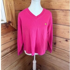 Magnolia Lane Masters Golf V-Neck Sweater Pink Cotton Women Large L